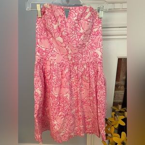 Lilly Pulitzer She’s a Fox pink fit Richelle strapless Dress